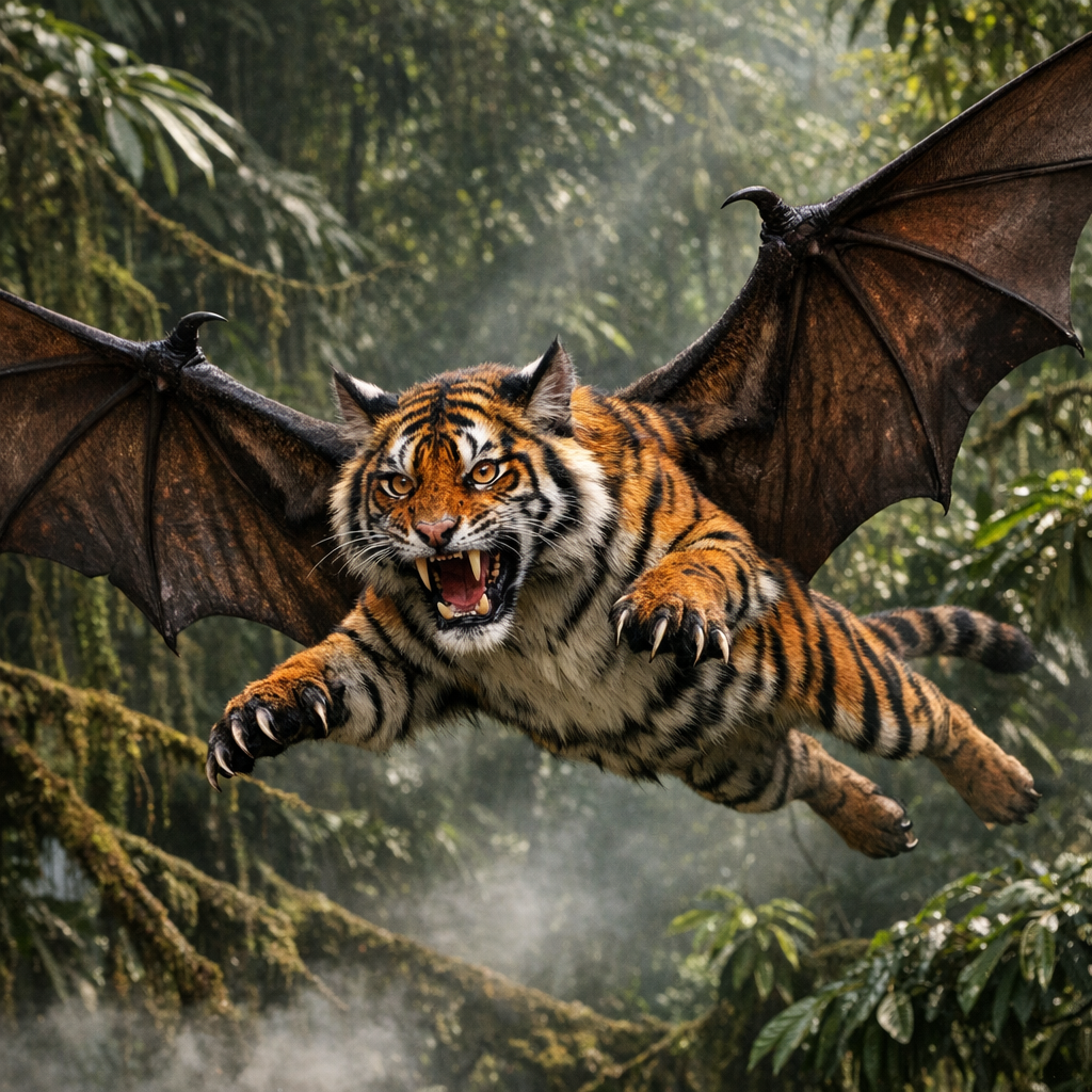 Batiger, an AI-generated hybrid of Bat and Tiger