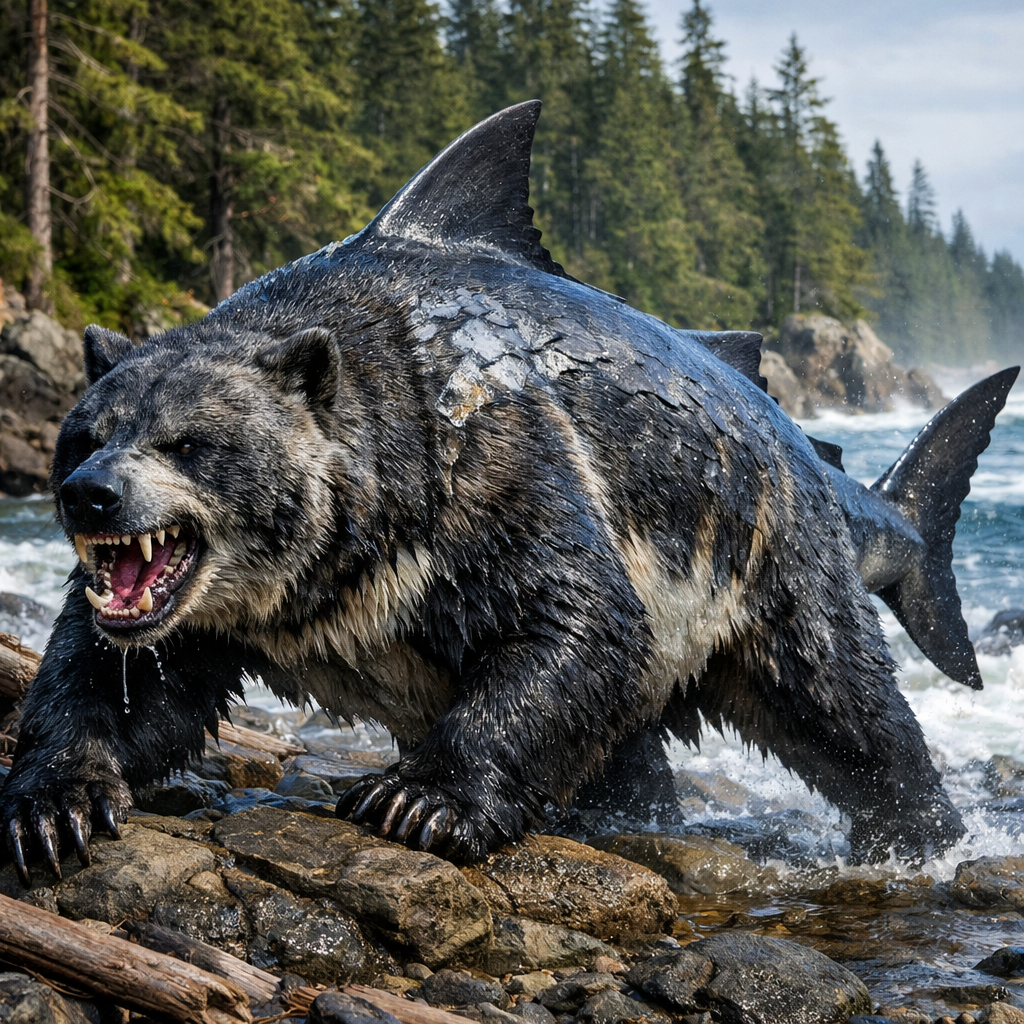 Bearshark, an AI-generated hybrid of Bear and Shark