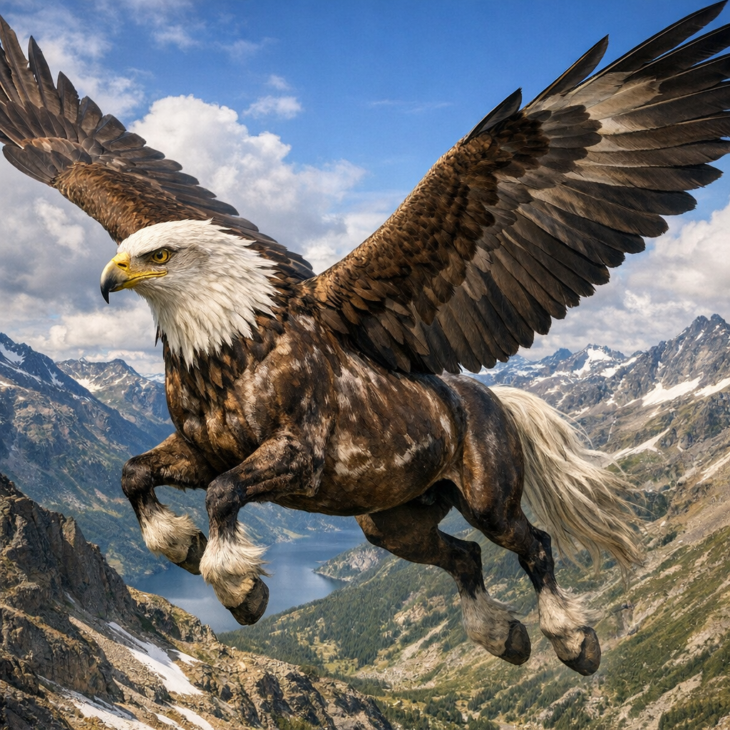 Equiagel, an AI-generated hybrid of horse and Eagle