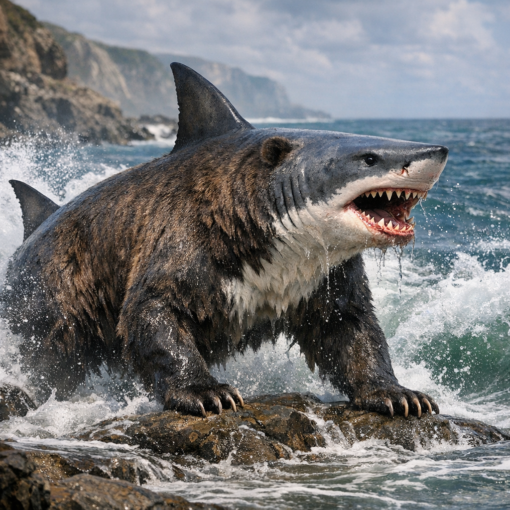 Bearshark, an AI-generated hybrid of Bear and Shark