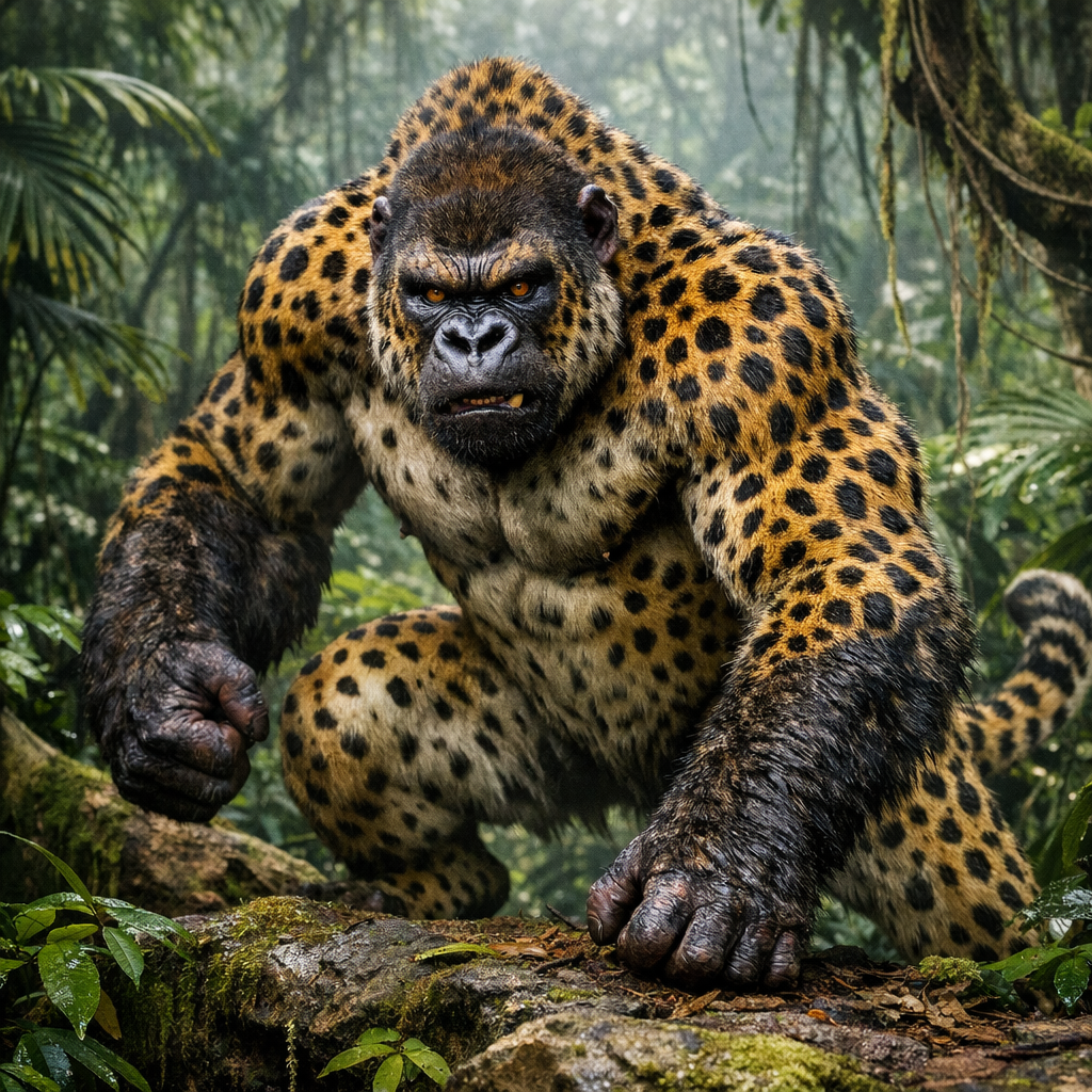 CheeGorilla, an AI-generated hybrid of Cheetah and Gorilla