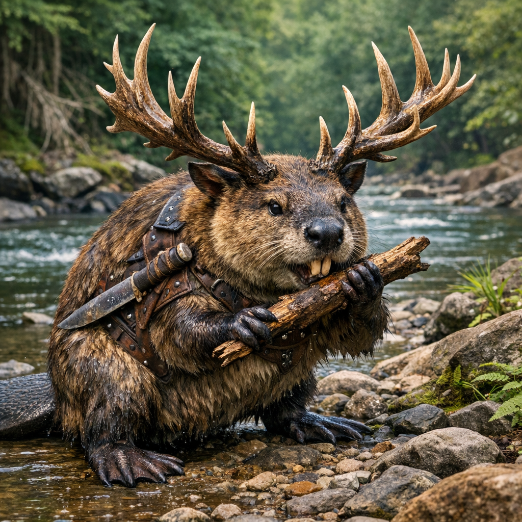 Deaver, an AI-generated hybrid of Beaver and Deer