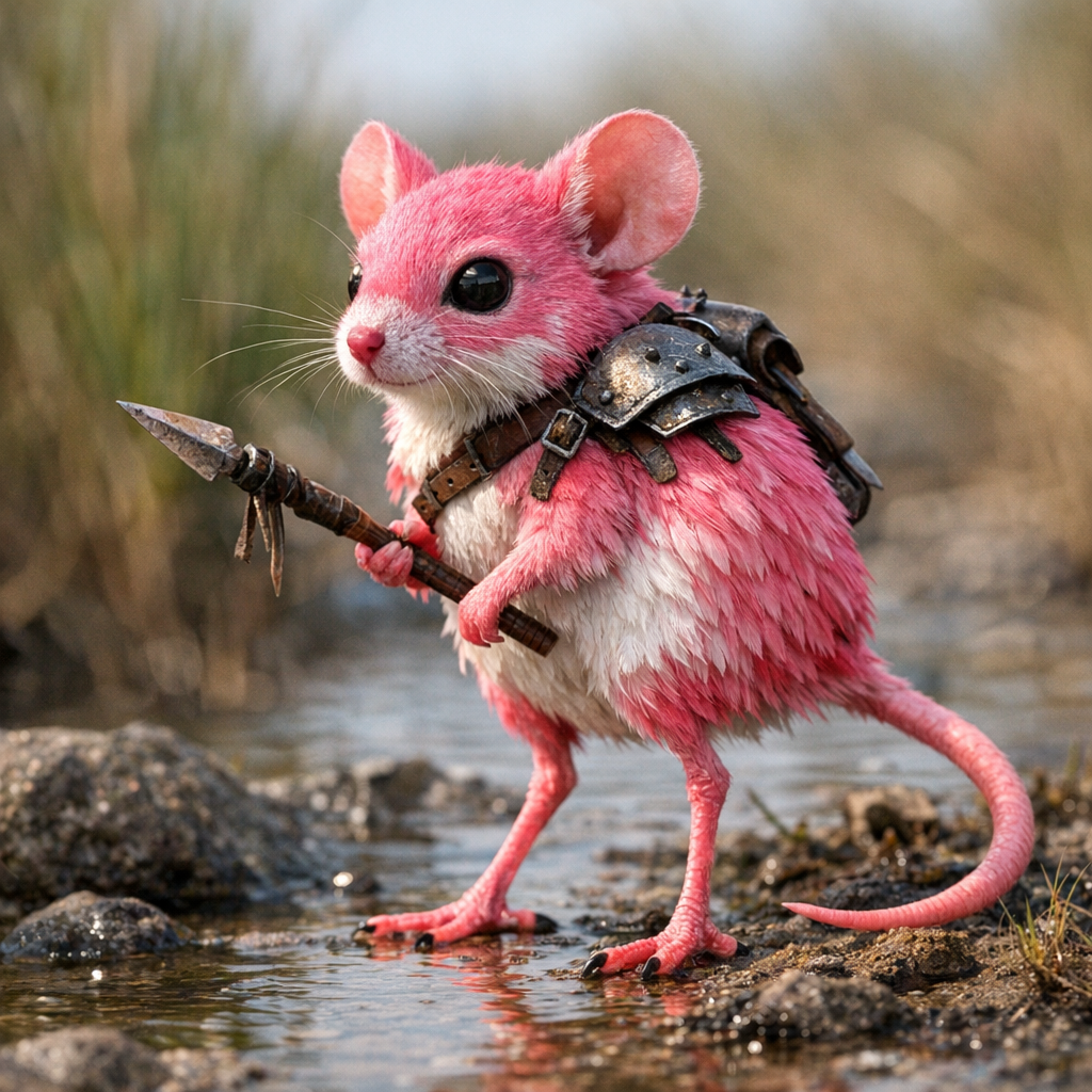 Flamouse, an AI-generated hybrid of Flamingo and Mouse