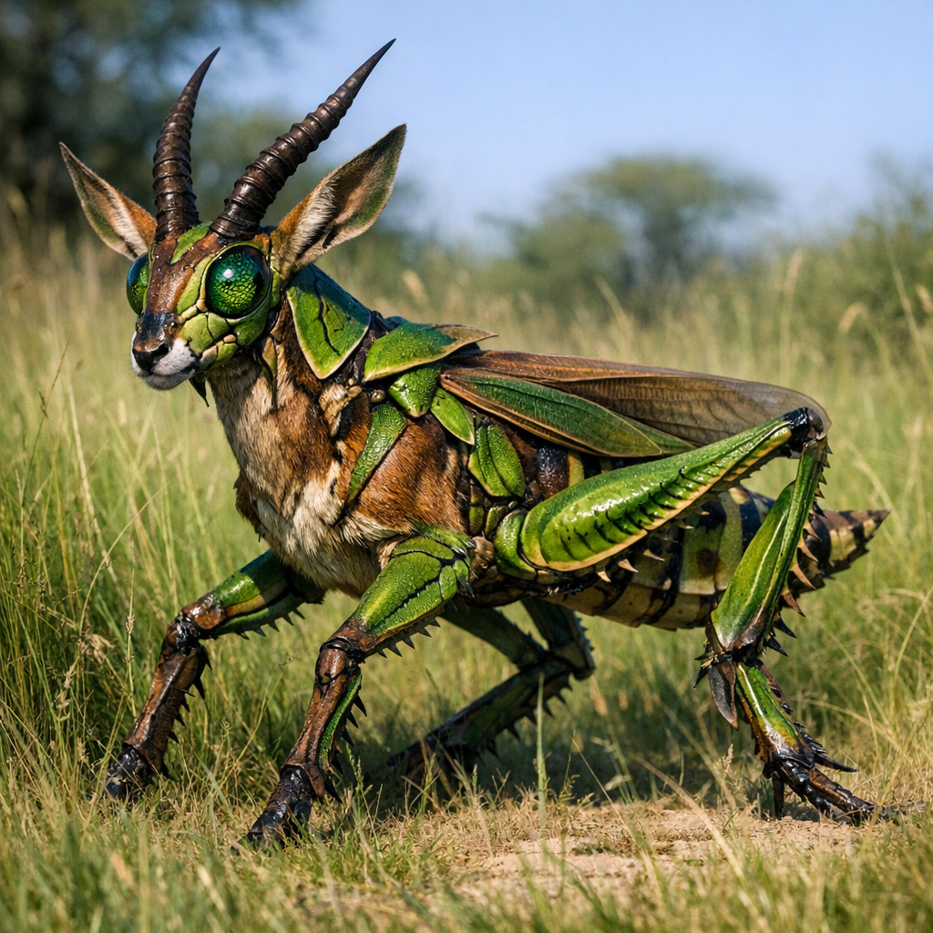 Antlopper, an AI-generated hybrid of Antelope and Grasshopper