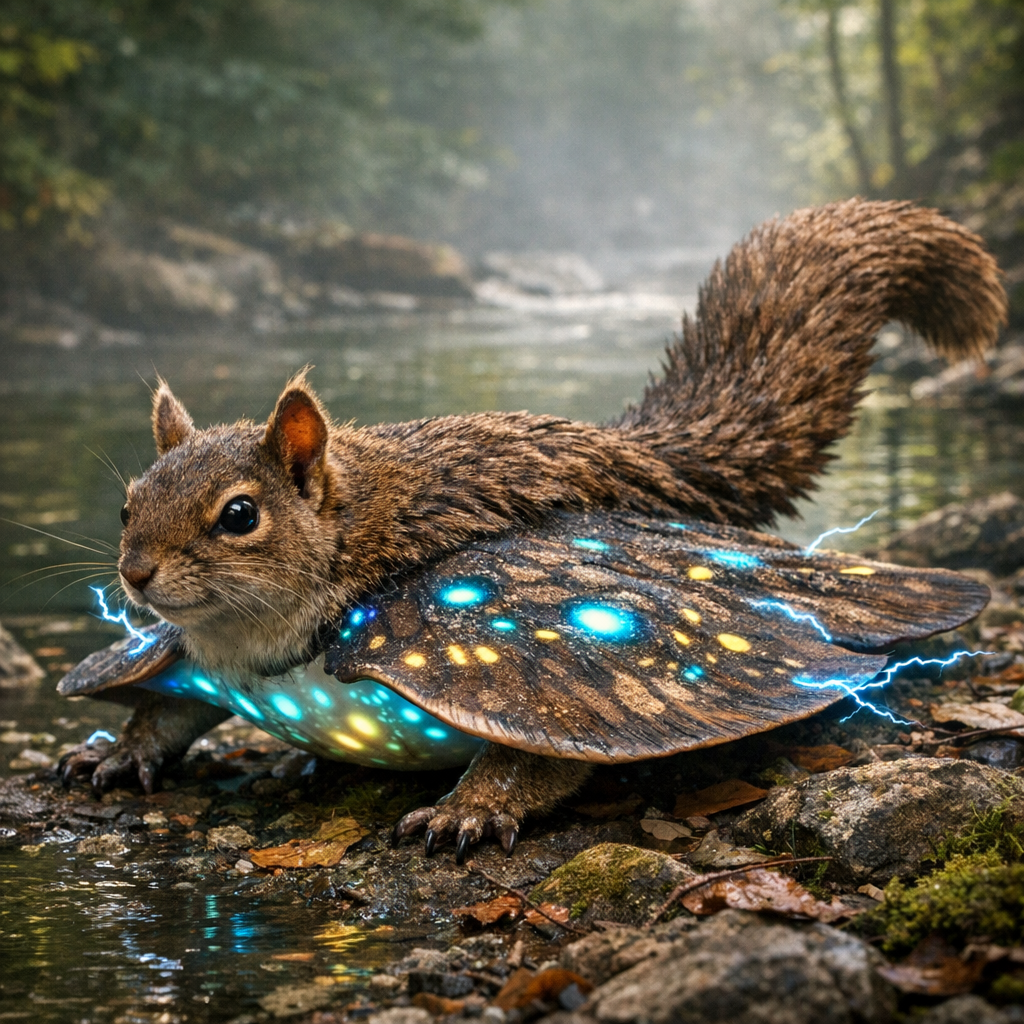 Squirray, an AI-generated hybrid of Squirrel and Electric Ray
