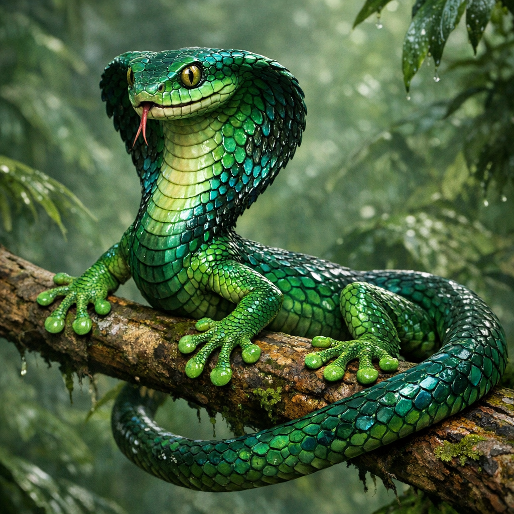 Geckobra, an AI-generated hybrid of Cobra and Gecko