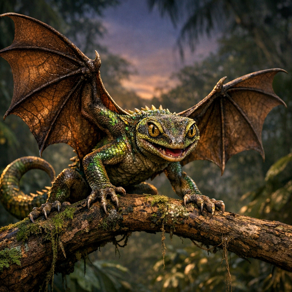 Geckbat, an AI-generated hybrid of Gecko and Bat