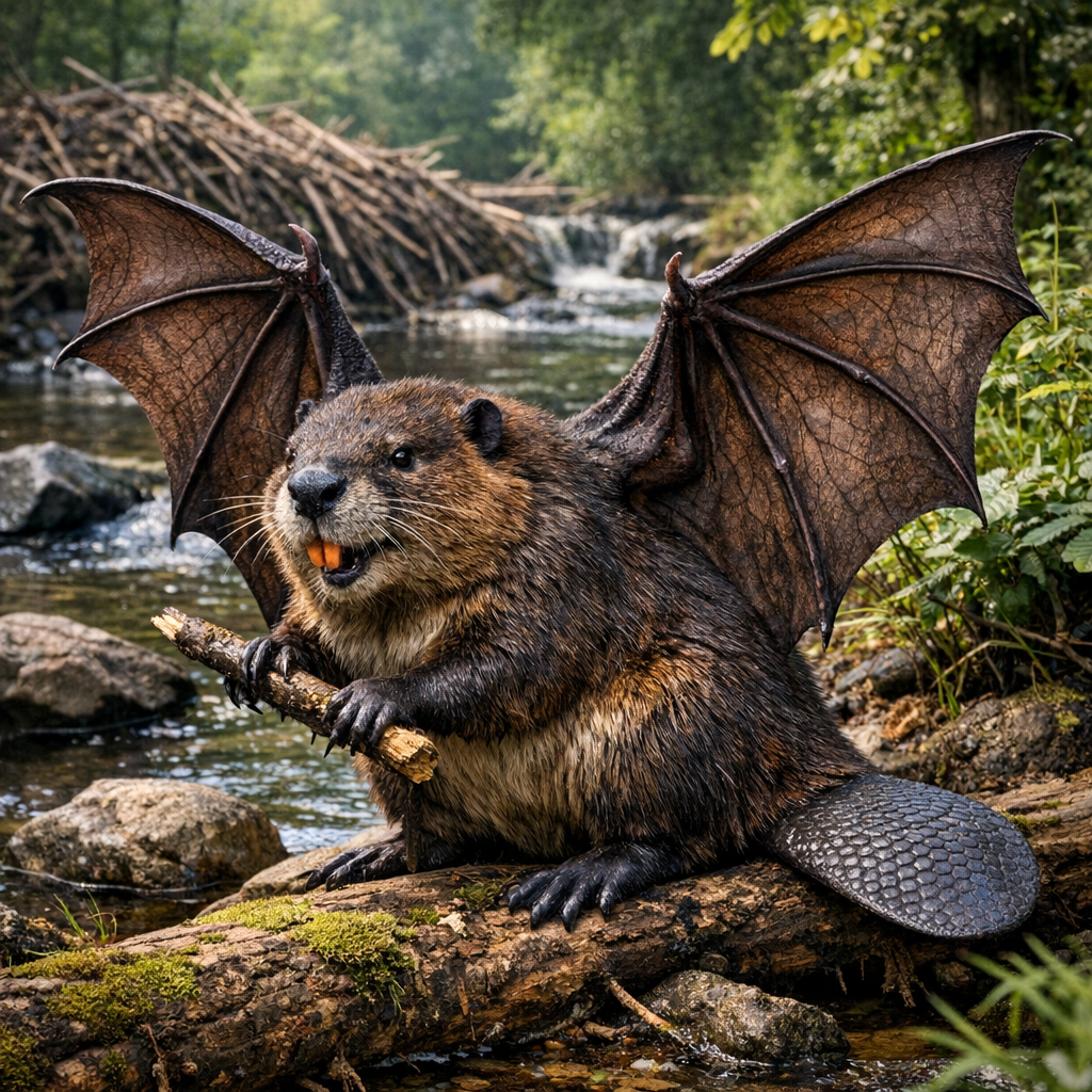 Bataver, an AI-generated hybrid of Bat and Beaver