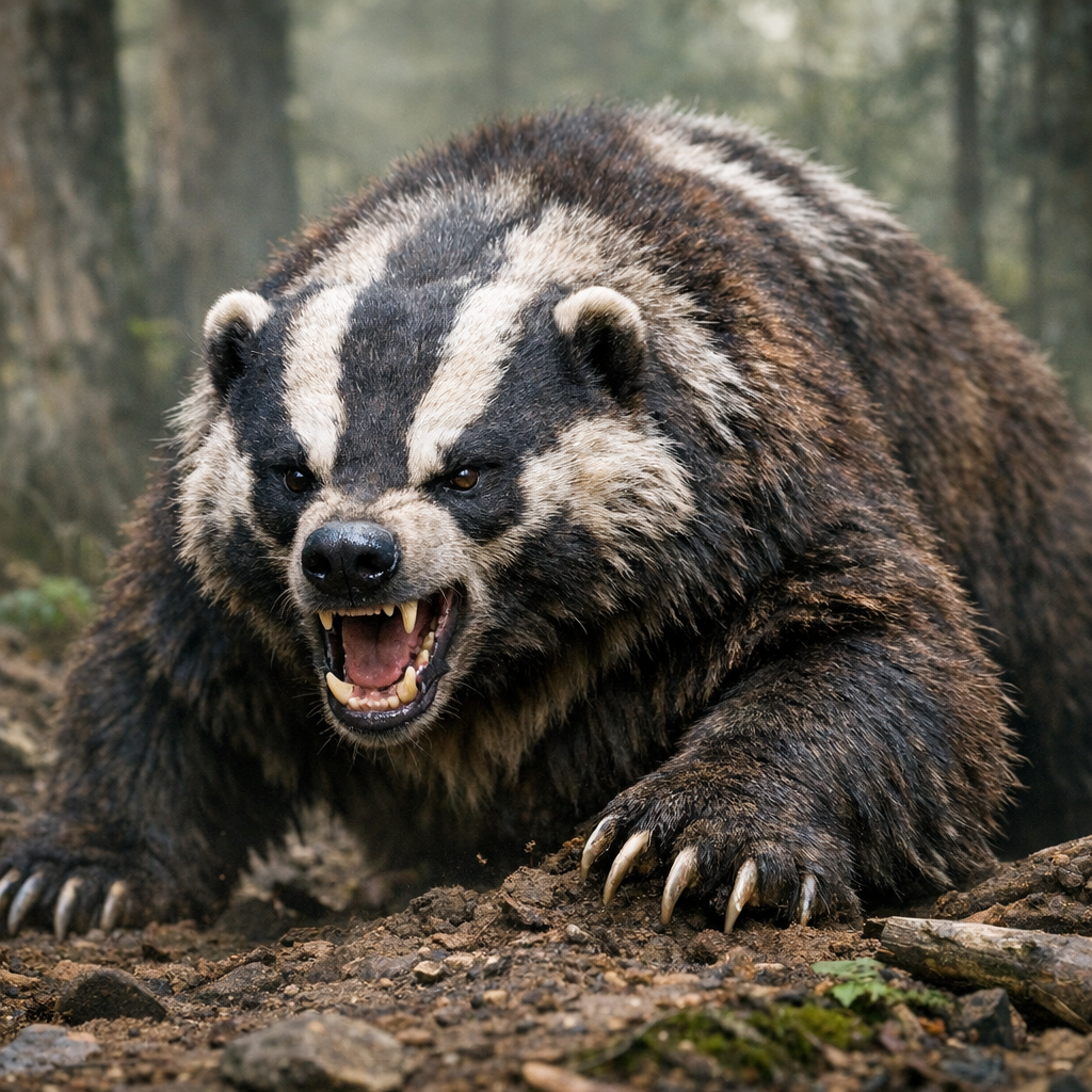 Badbear, an AI-generated hybrid of Badger and Bear