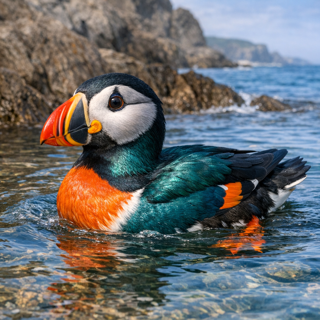 Dufin, an AI-generated hybrid of Duck and Puffin