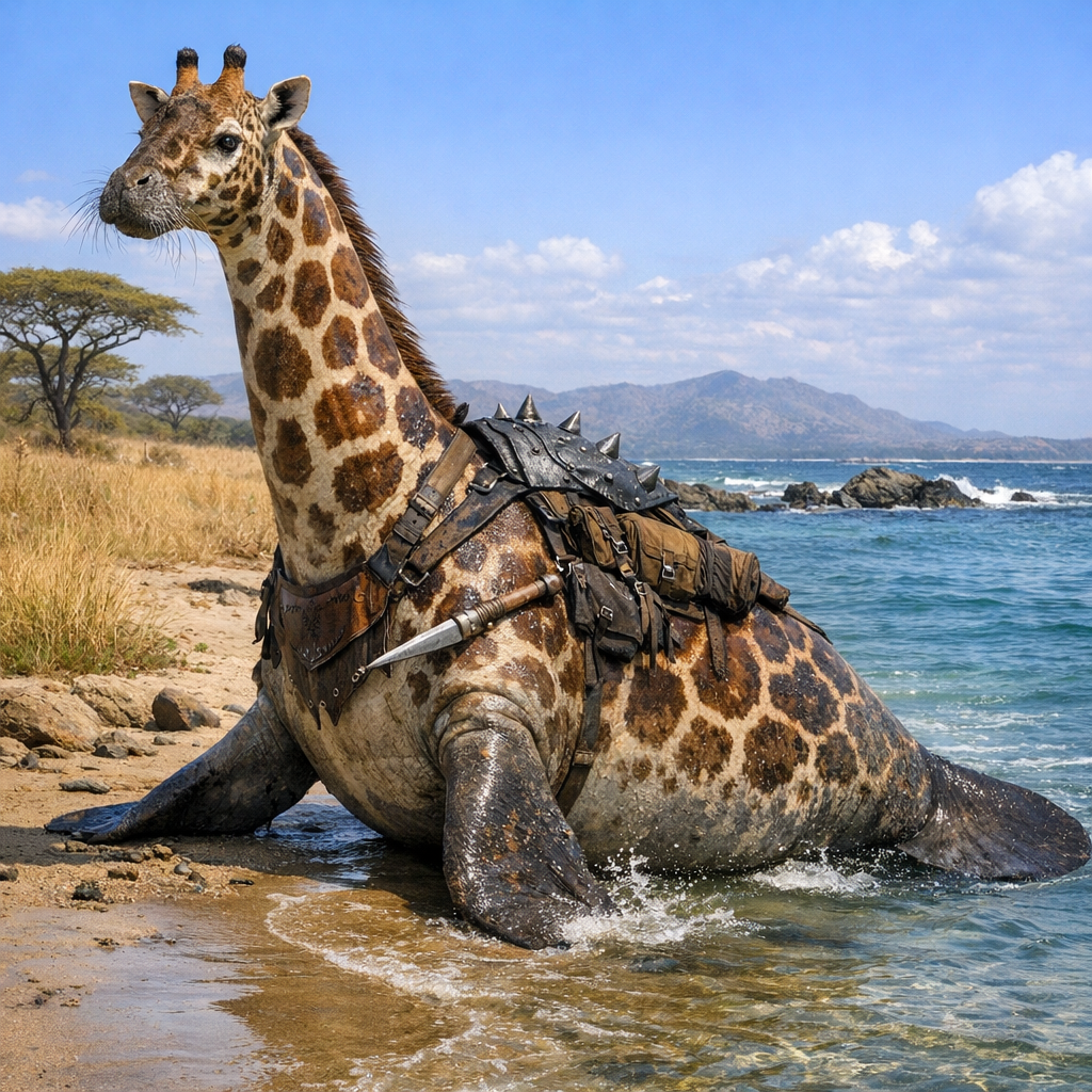 Giraffatee, an AI-generated hybrid of Giraffe and Manatee