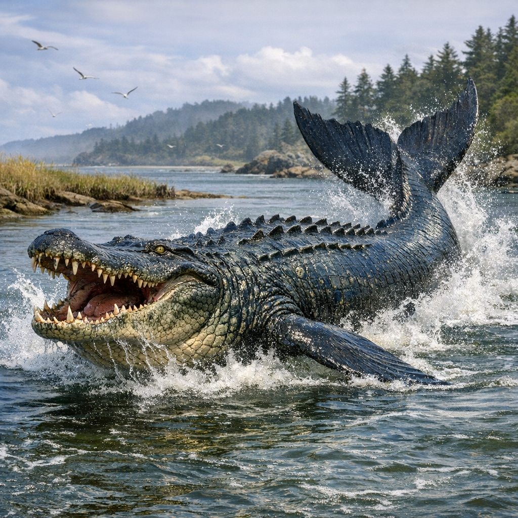Alliwhale, an AI-generated hybrid of Alligator and Whale