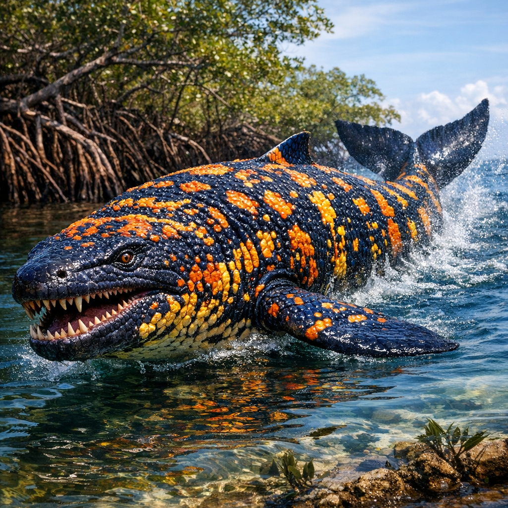 Whila Monster, an AI-generated hybrid of Whale and Gila monster