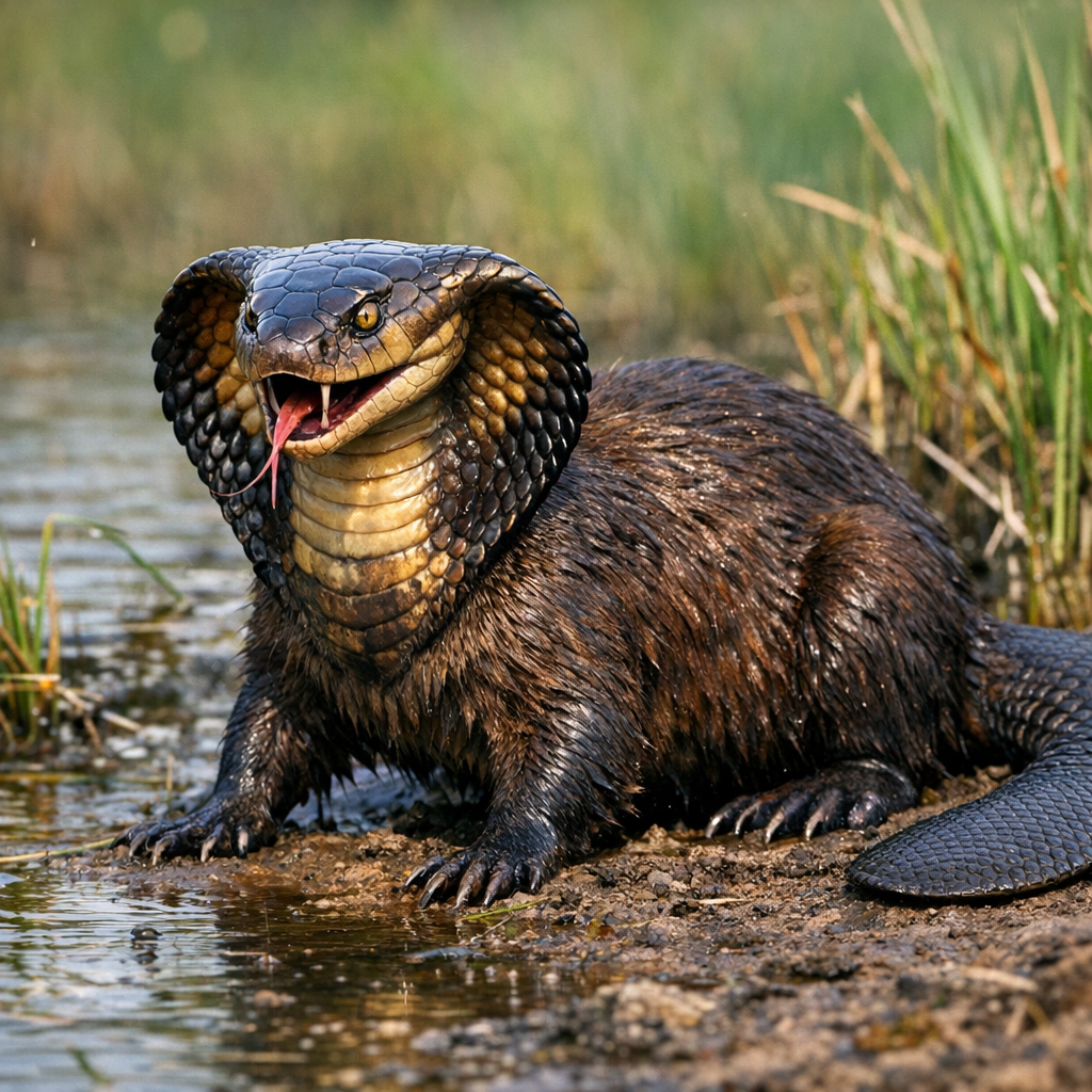 Beacobra, an AI-generated hybrid of Beaver and Cobra
