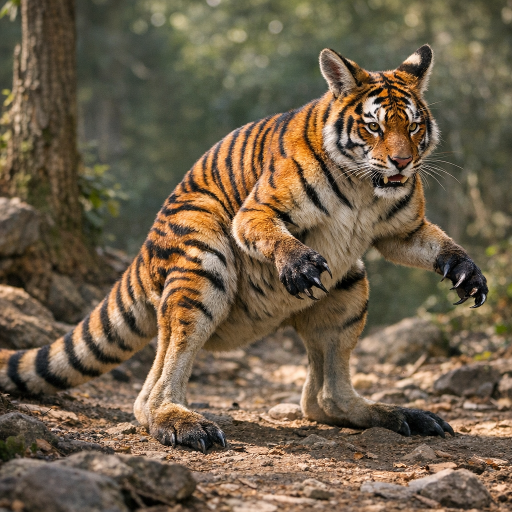 Tigroo, an AI-generated hybrid of Tiger and Kangaroo