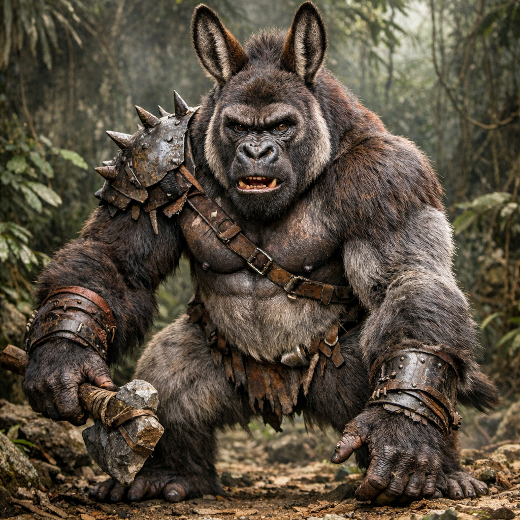 Gorilkey, an AI-generated hybrid of Donkey and Gorilla