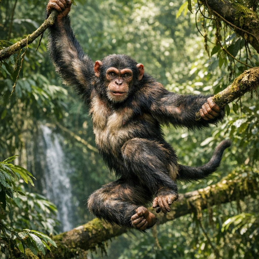Chimpmonkey, an AI-generated hybrid of Chimpanzee and Monkey