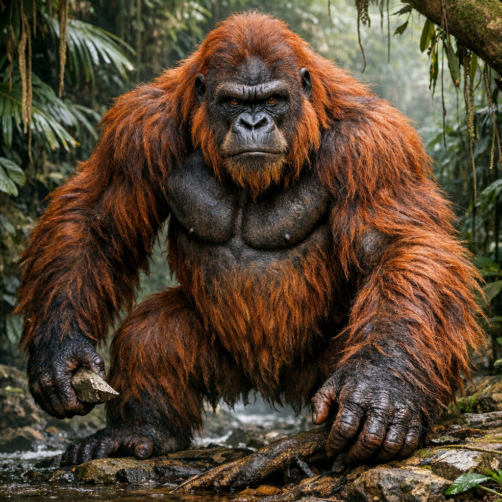 Gorillutan, an AI-generated hybrid of Gorilla and Orangutan