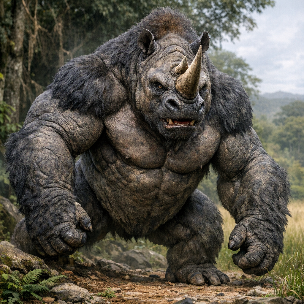 Gorhinoceros, an AI-generated hybrid of Gorilla and Rhinoceros