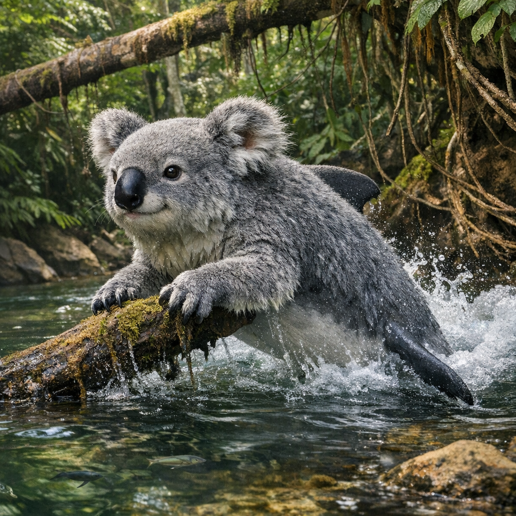 Dolphala, an AI-generated hybrid of Koala and Dolphin