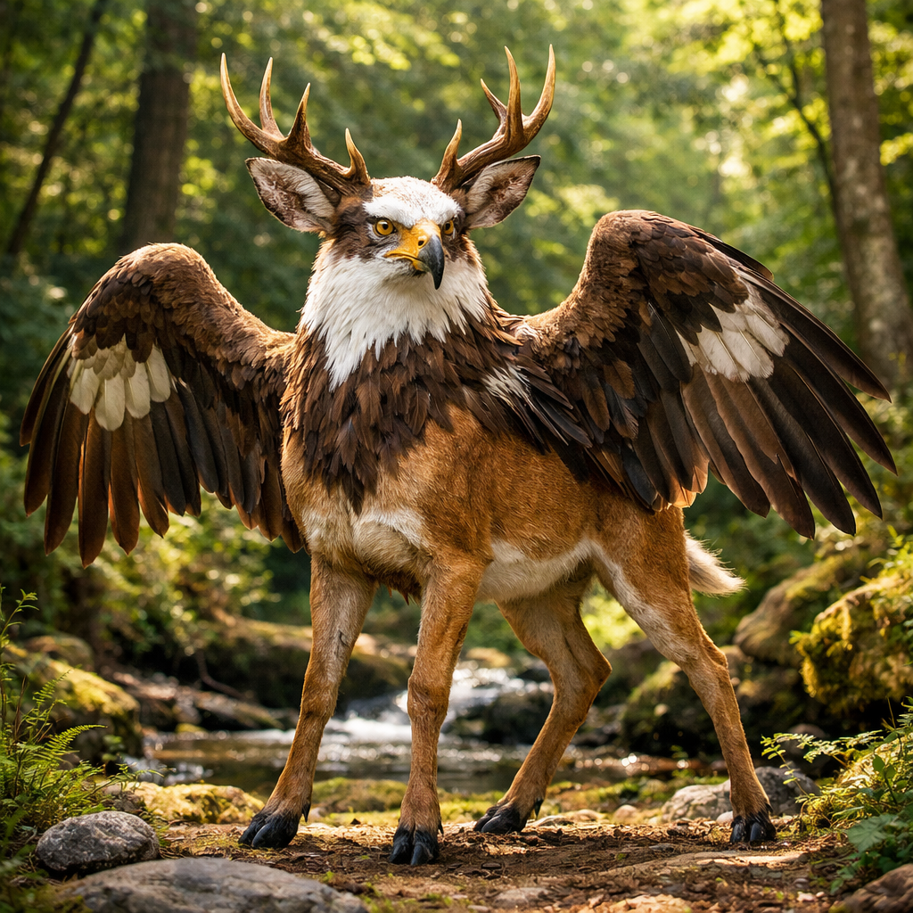 Deagle, an AI-generated hybrid of Deer and Eagle