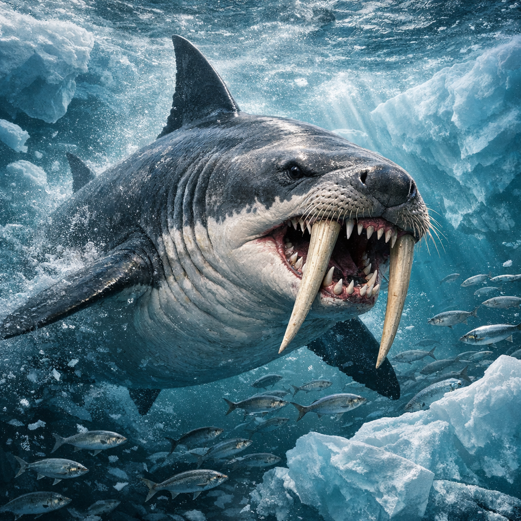 Sharwalrus, an AI-generated hybrid of Shark and Walrus
