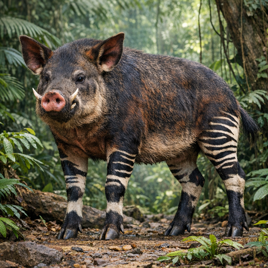 Pigapi, an AI-generated hybrid of Pig and Okapi