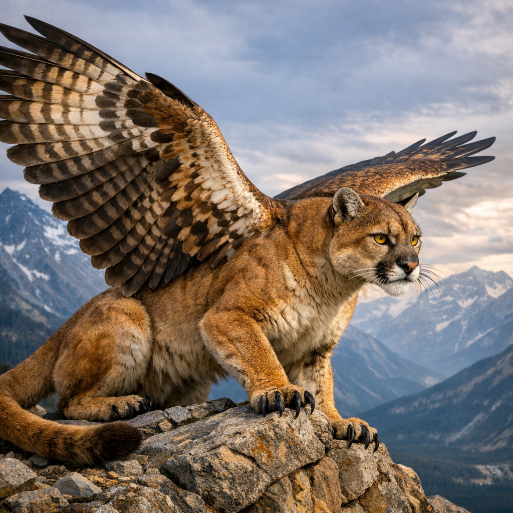 Coufalcon, an AI-generated hybrid of Cougar and Falcon
