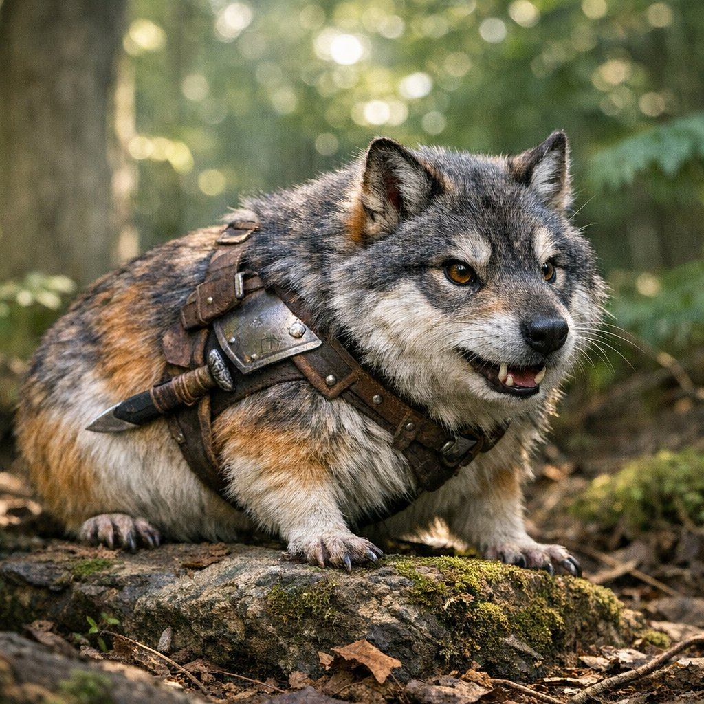 Guinwolf, an AI-generated hybrid of Guinea Pig and Wolf