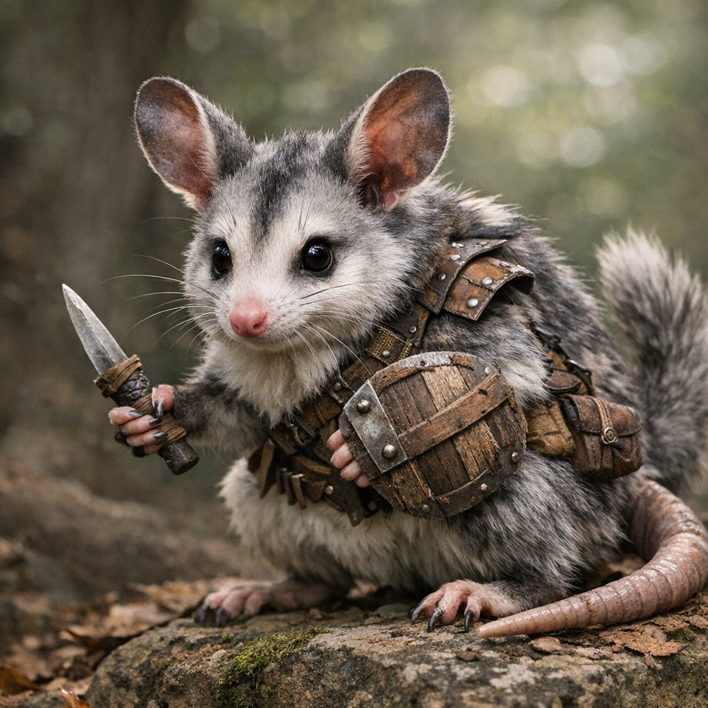 Rabbopossum, an AI-generated hybrid of Rabbit and Opossum