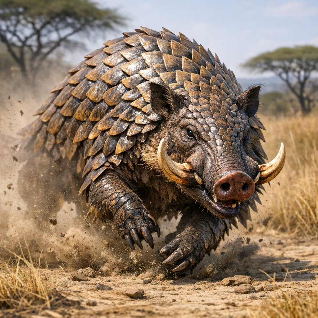 Wargolin, an AI-generated hybrid of Warthog and Pangolin