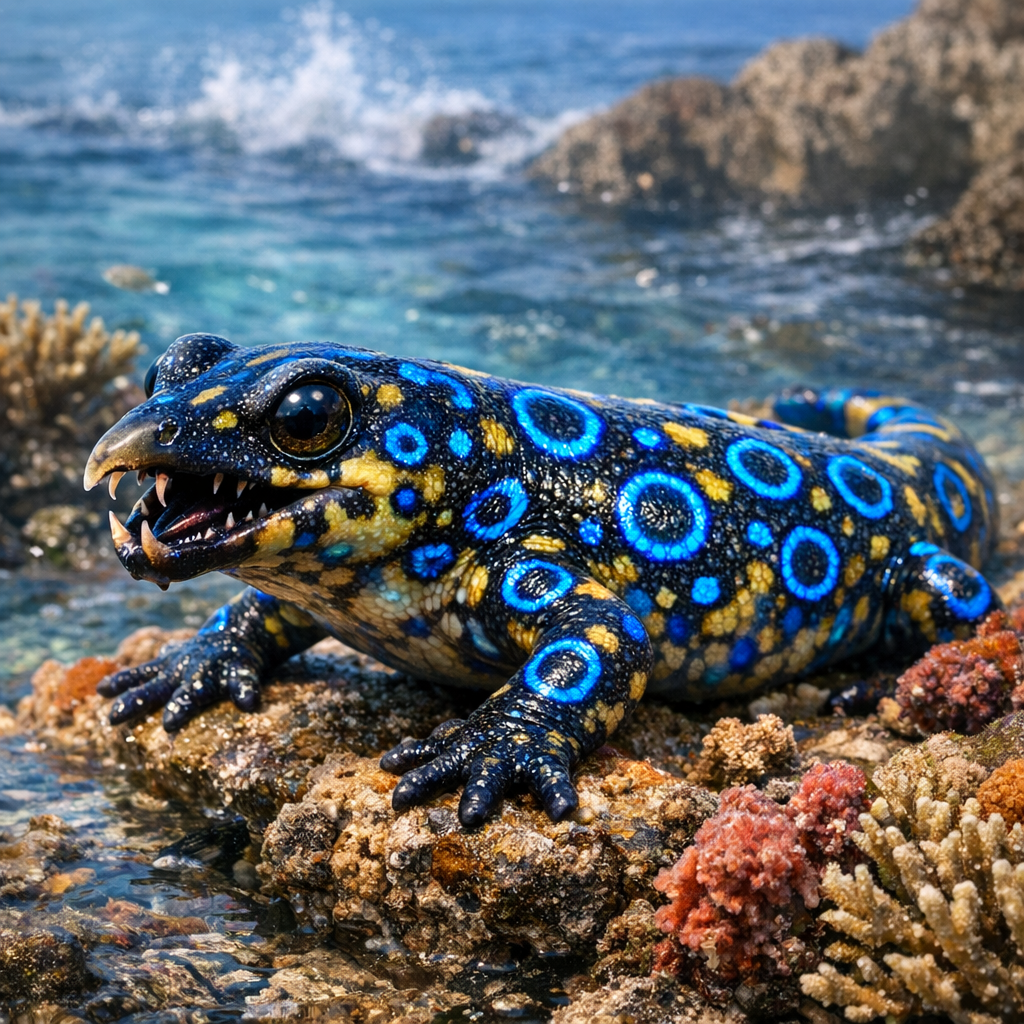 Salamandocotopus, an AI-generated hybrid of Salamander and blue ring octopus