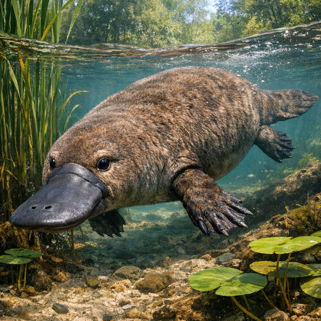 Platiman, an AI-generated hybrid of Manatee and Platypus