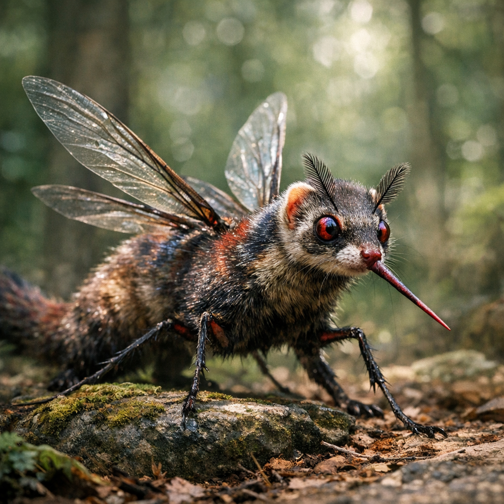 Ferroquito, an AI-generated hybrid of Ferret and Mosquito