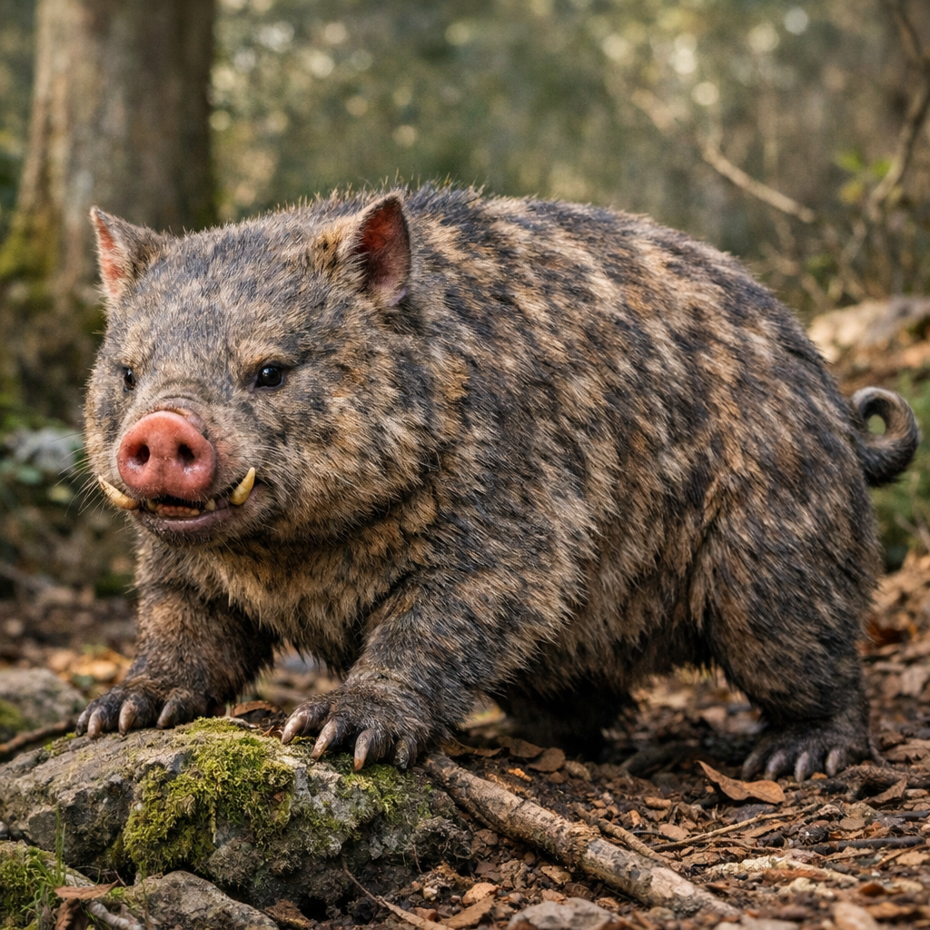 Wombpig, an AI-generated hybrid of Wombat and Pig