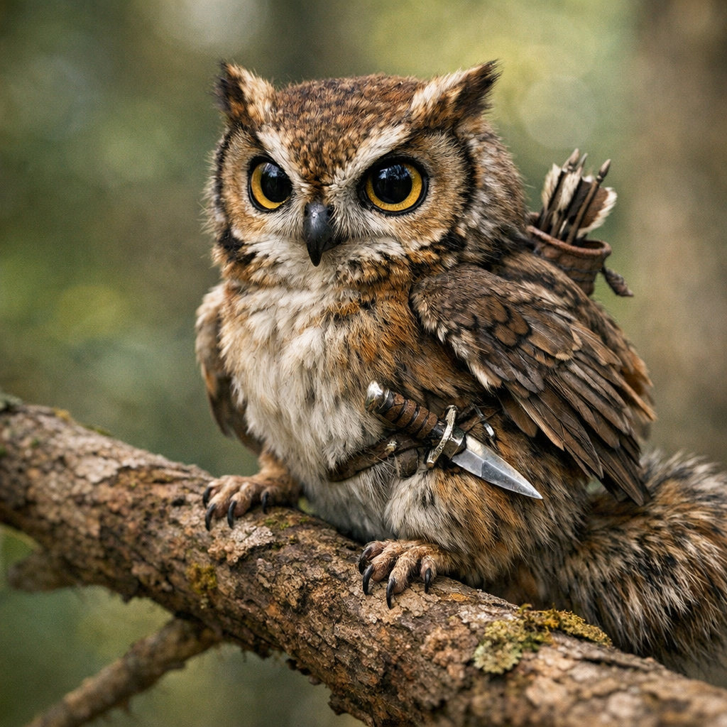 Owlchip, an AI-generated hybrid of Owl and Chipmunk