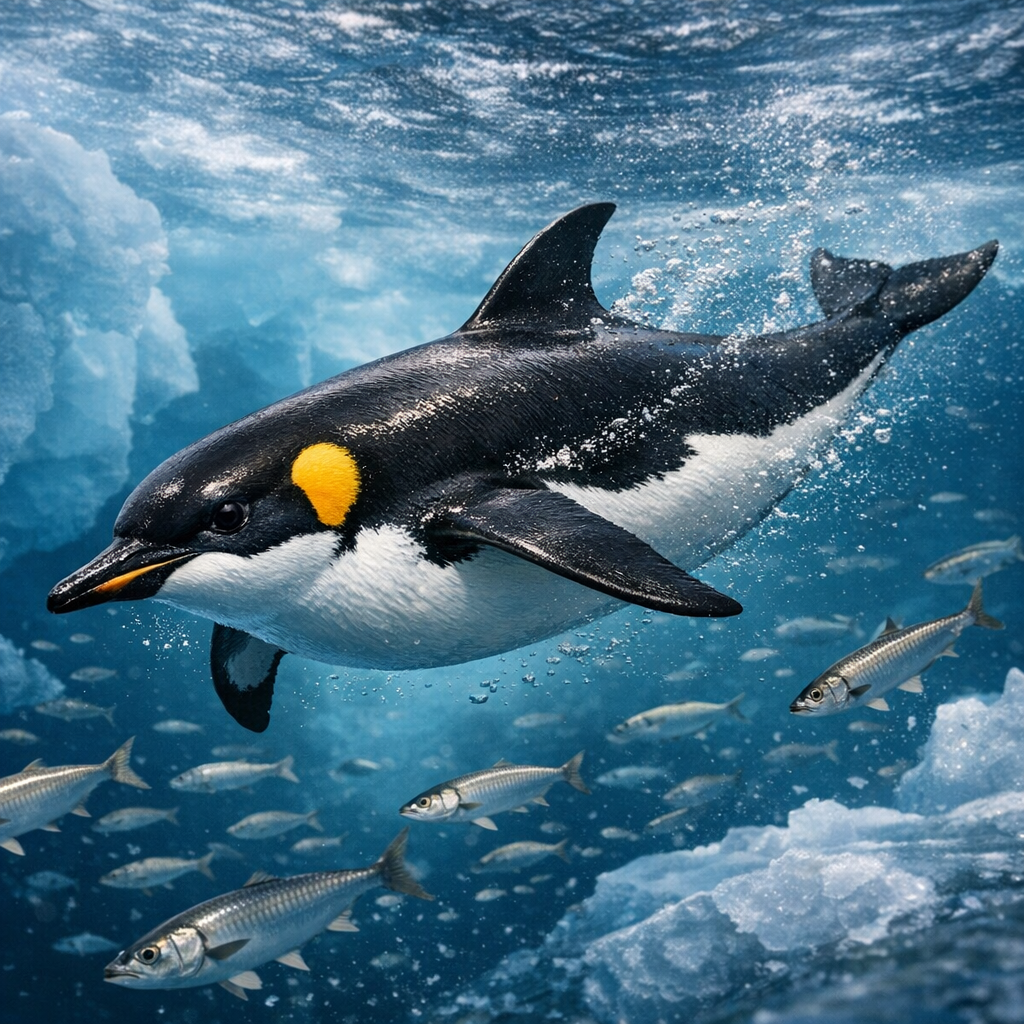 Dolphinquin, an AI-generated hybrid of Penguin and Dolphin