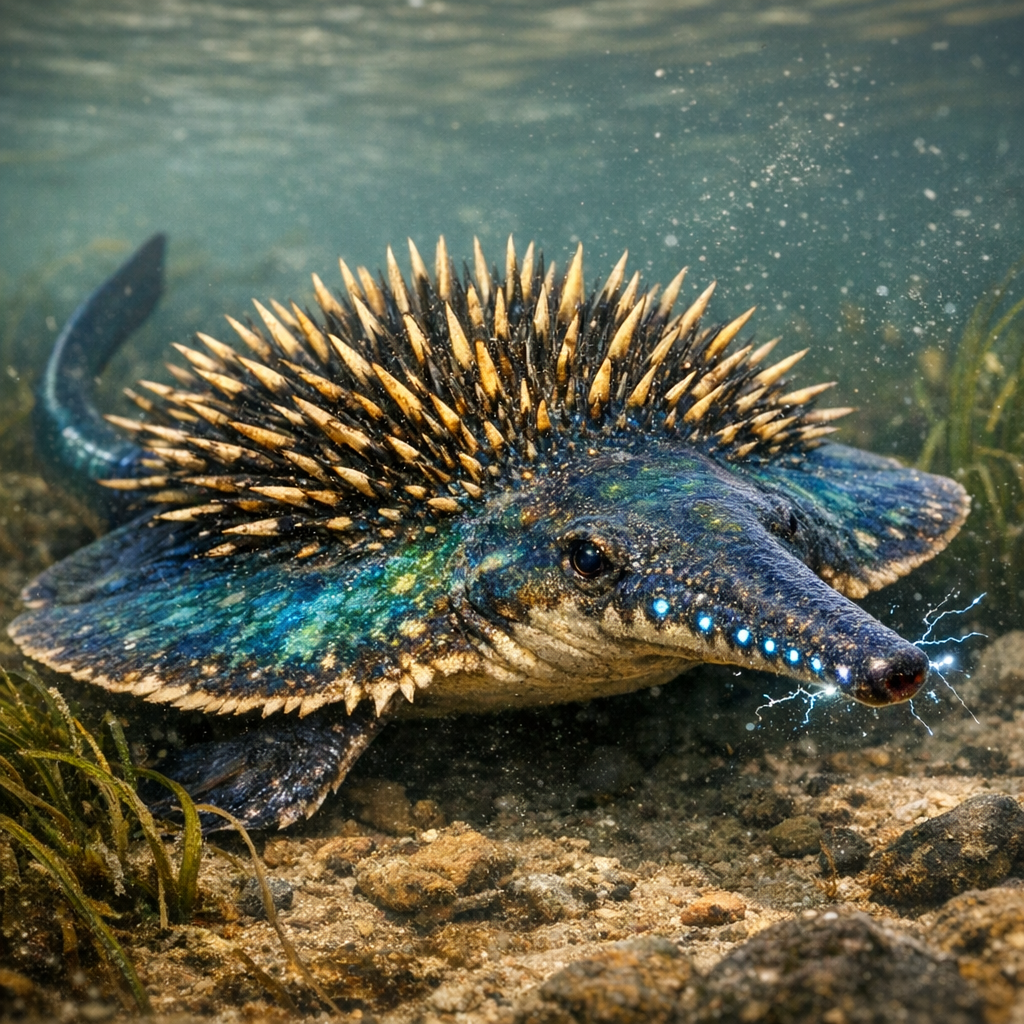 Echidray, an AI-generated hybrid of Echidna and Electric Ray
