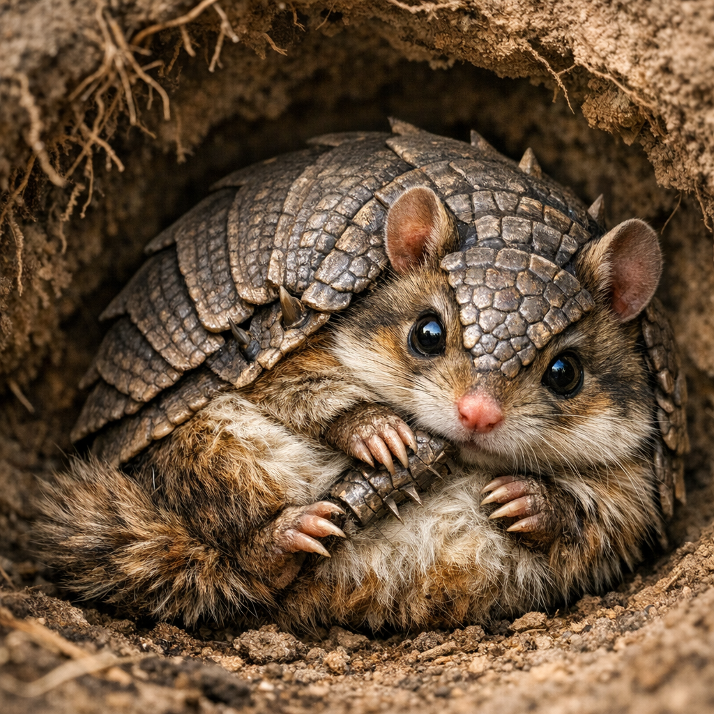 Armadillamster, an AI-generated hybrid of Armadillo and Hamster
