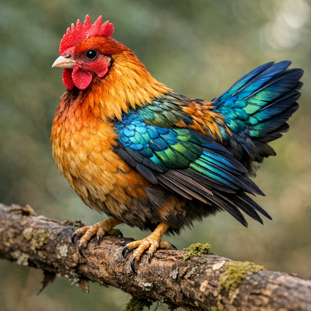 Chickfinch, an AI-generated hybrid of Chicken and Finch