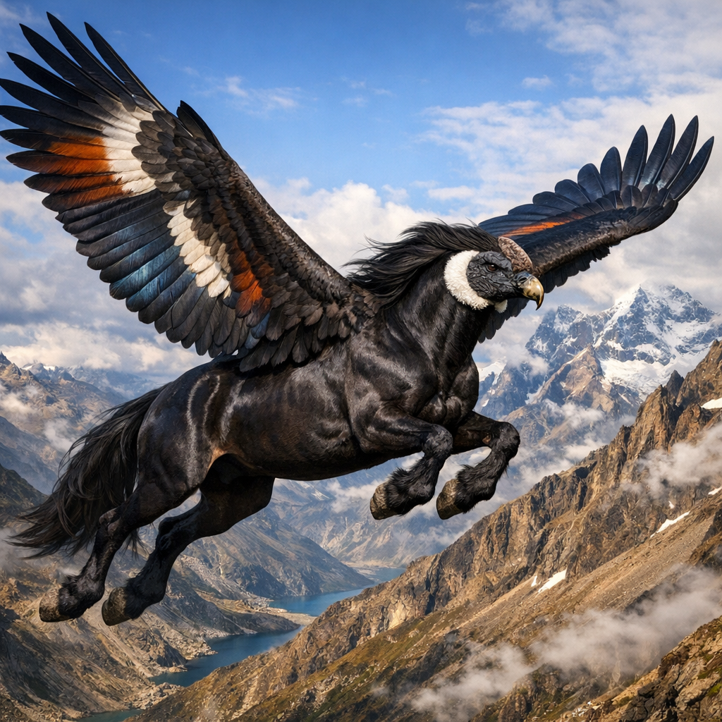 Condorsteed, an AI-generated hybrid of Condor and Horse