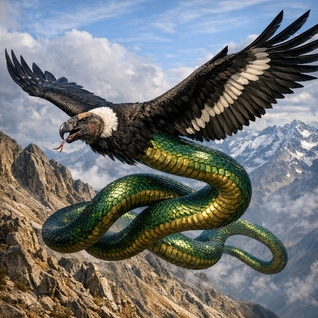 Condorserpent, an AI-generated hybrid of Condor and Snake