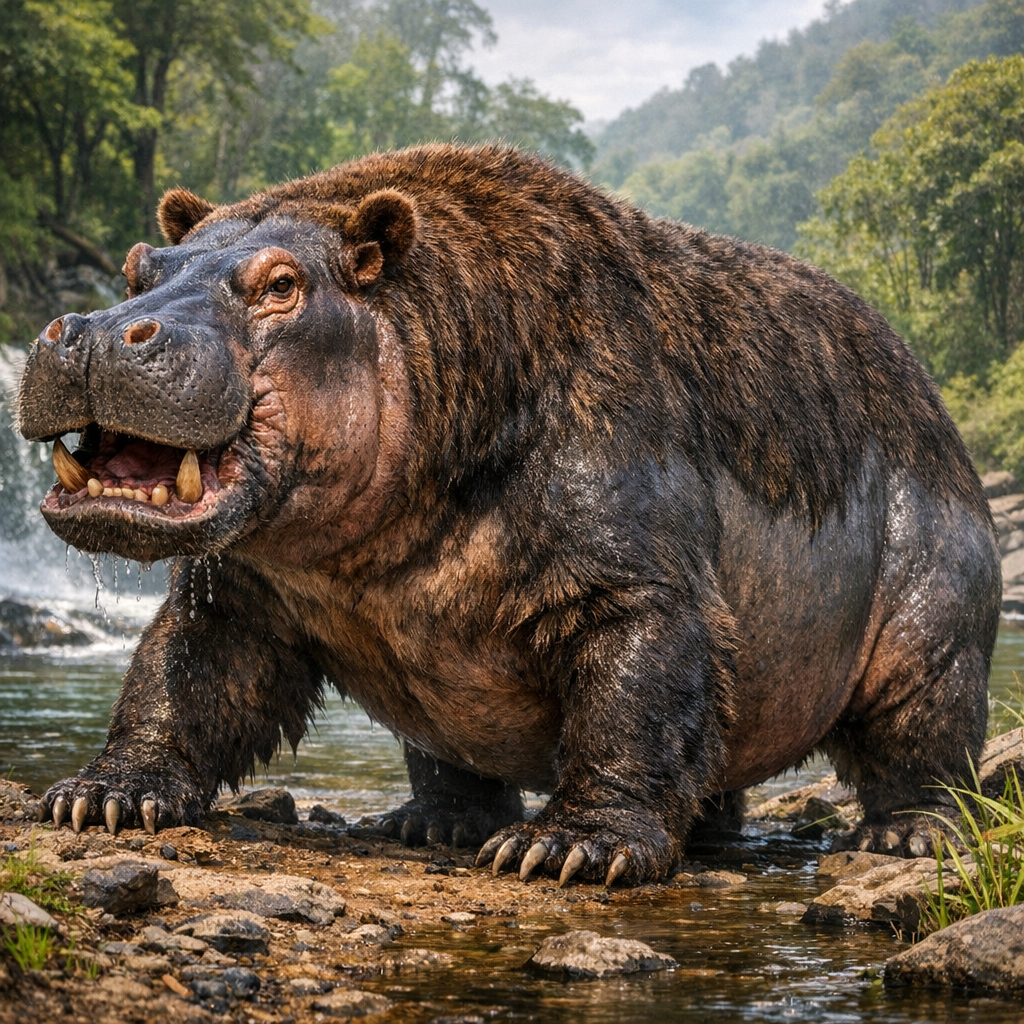 Bearopotamus, an AI-generated hybrid of Bear and Hippopotamus