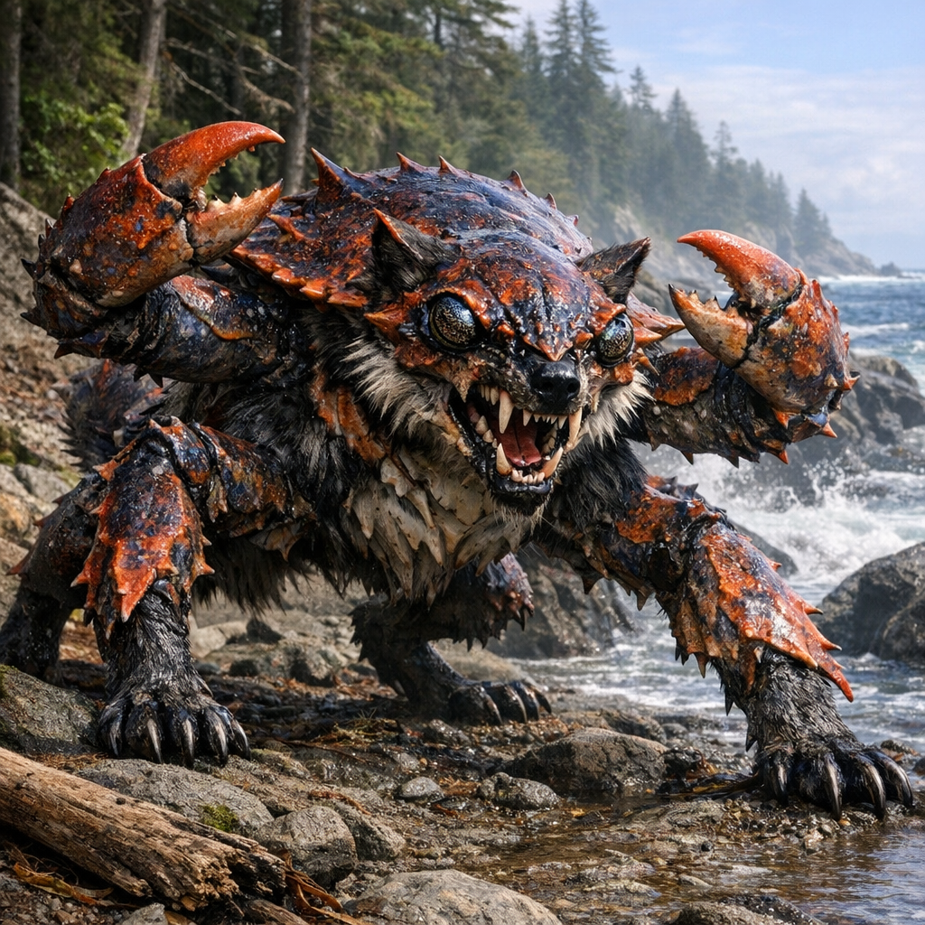 Crabwolf, an AI-generated hybrid of Crab and Wolf