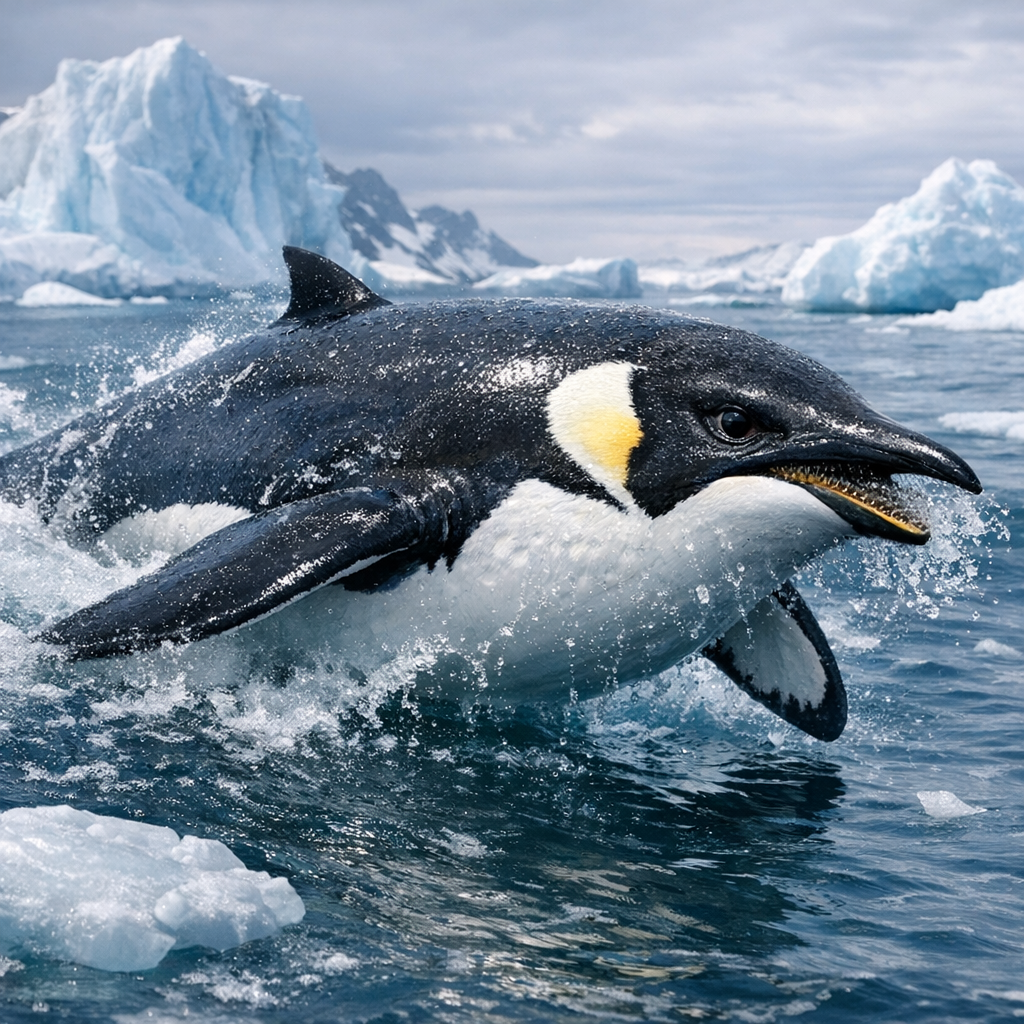 Whalengu, an AI-generated hybrid of Whale and Penguin