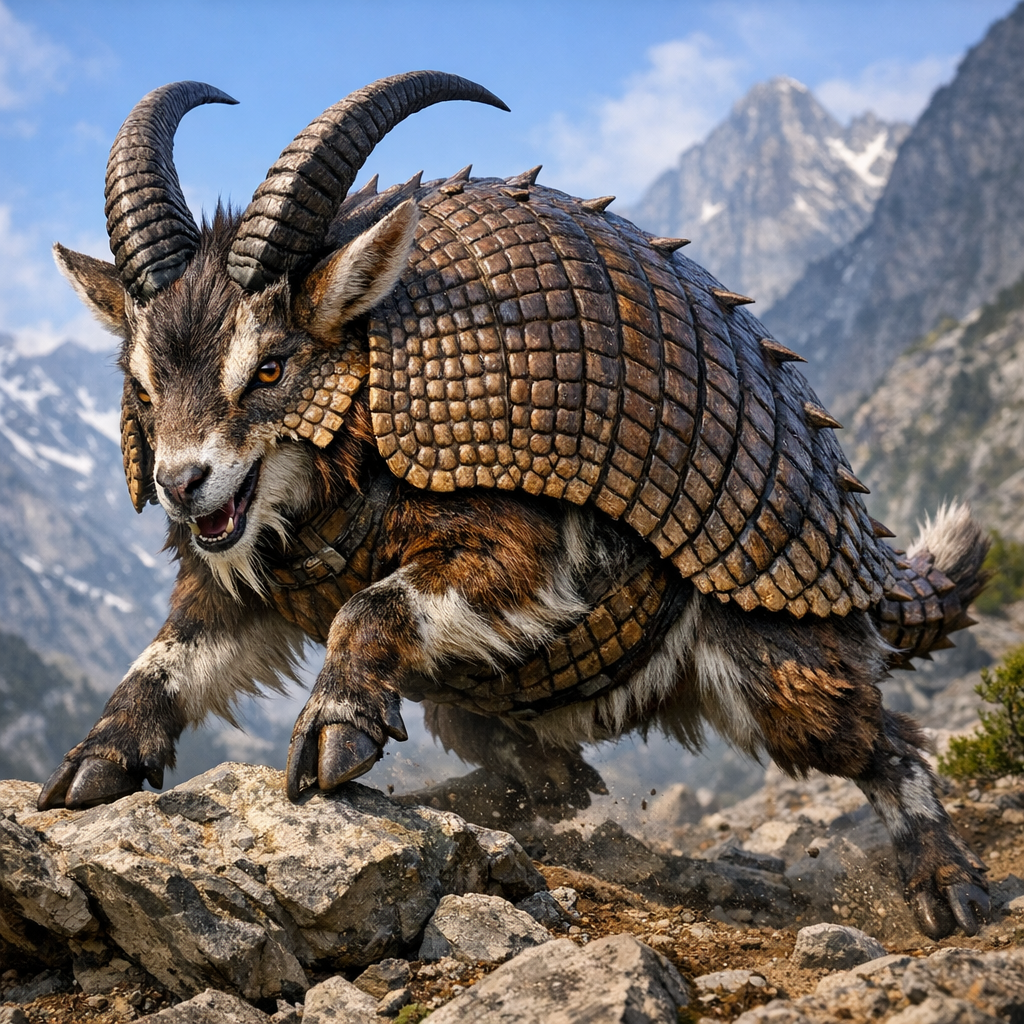 Armagoat, an AI-generated hybrid of Armadillo and Goat