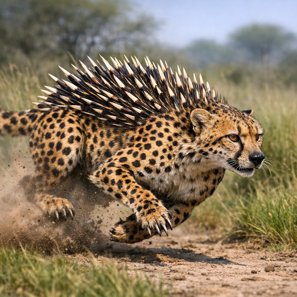 Cheetahidna, an AI-generated hybrid of Cheetah and Echidna