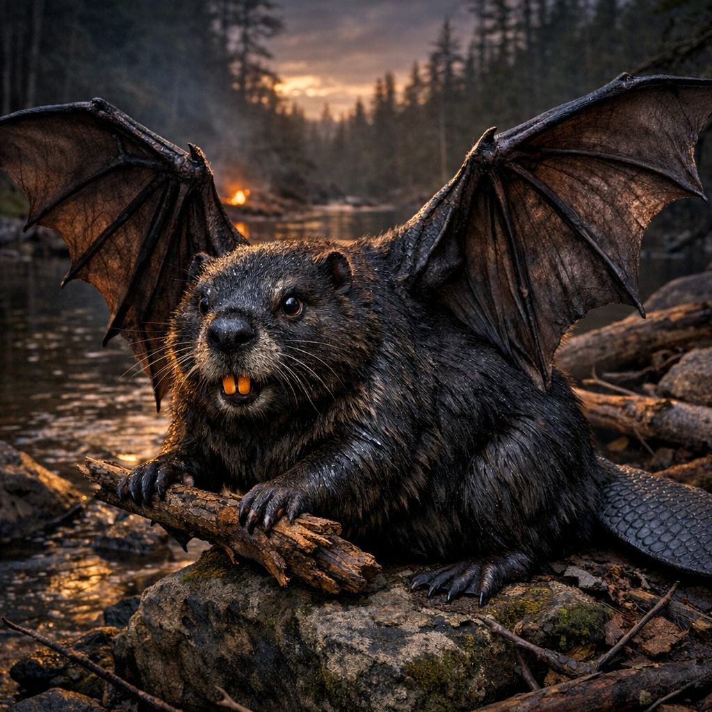 Bateaver, an AI-generated hybrid of Bat and Beaver