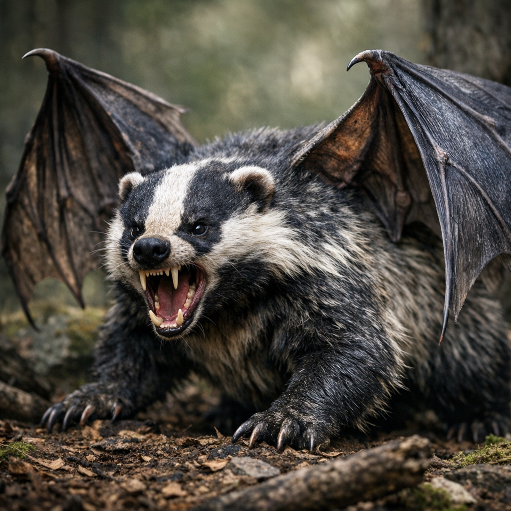 Badgerbat, an AI-generated hybrid of Badger and Bat
