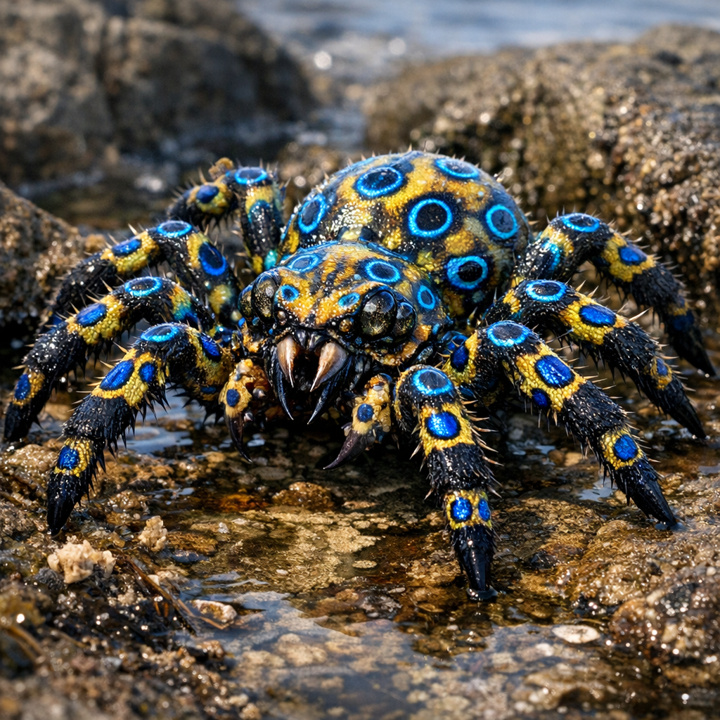 OctoSpider, an AI-generated hybrid of Spider and blue ring octopus